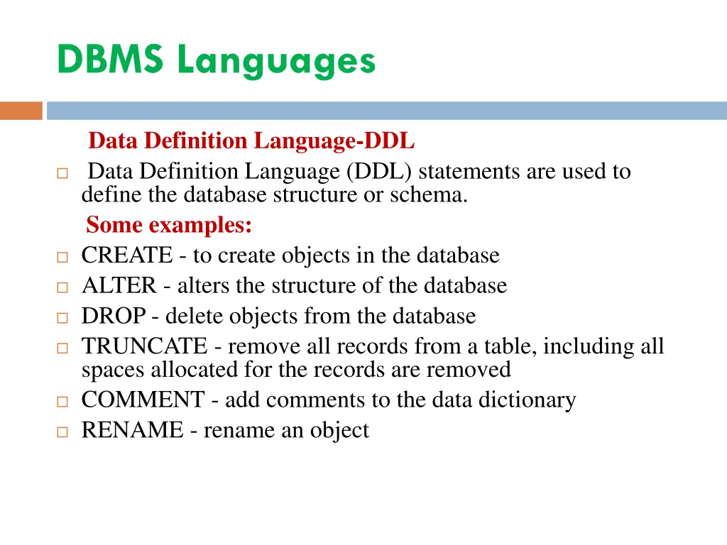 dbms languages