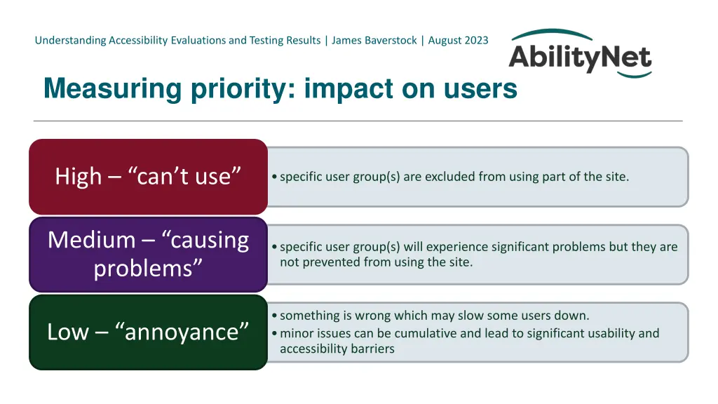 understanding accessibility evaluations 11
