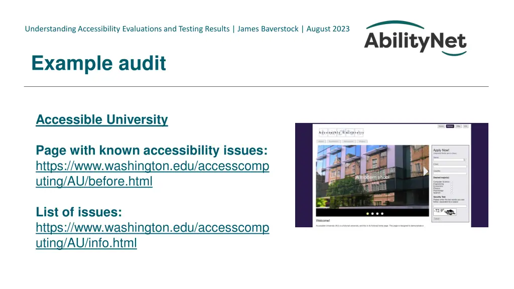 understanding accessibility evaluations 16