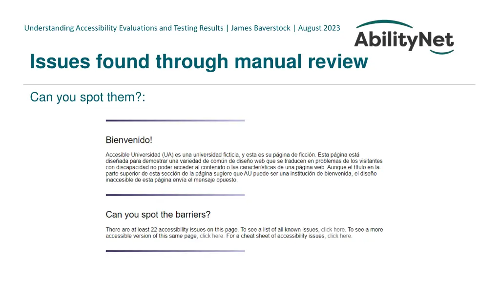 understanding accessibility evaluations 24