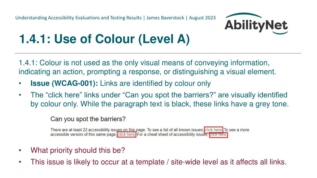 understanding accessibility evaluations 27