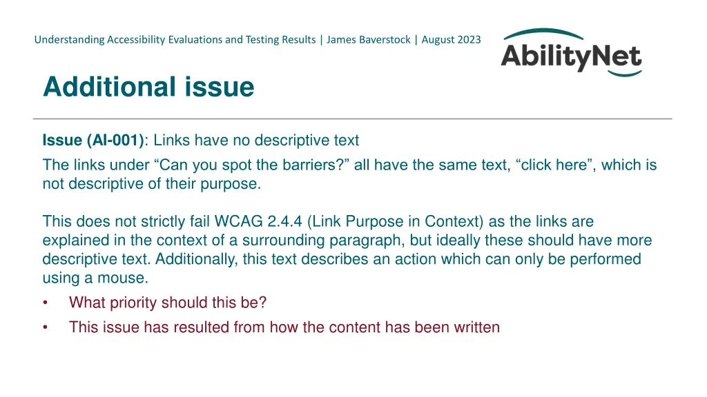 understanding accessibility evaluations 28