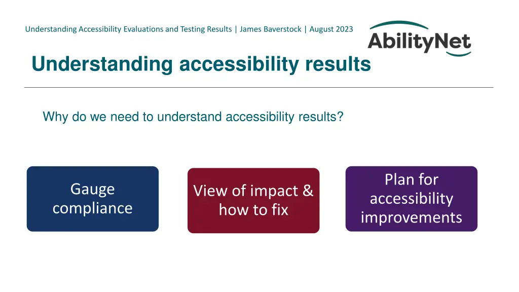 understanding accessibility evaluations 7