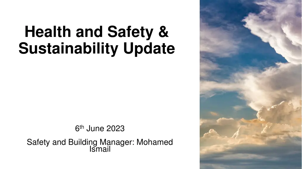 health and safety sustainability update