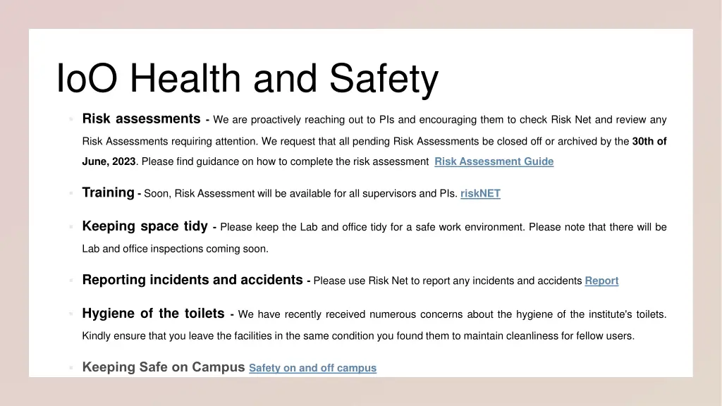ioo health and safety