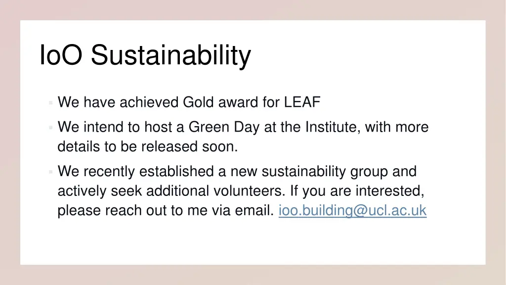 ioo sustainability