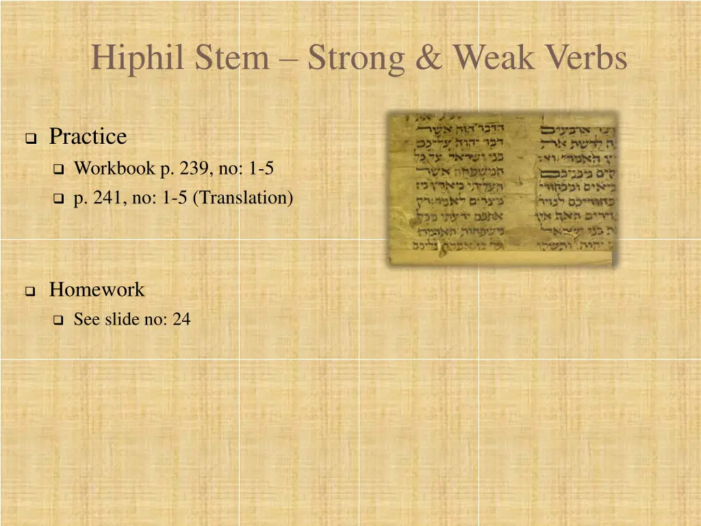 hiphil stem strong weak verbs 12