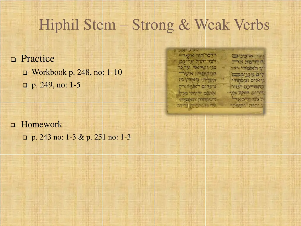 hiphil stem strong weak verbs 14