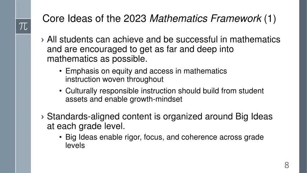 core ideas of the 2023 mathematics framework 1