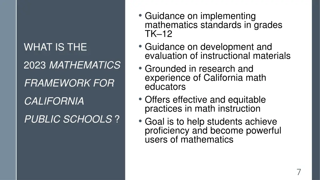 guidance on implementing mathematics standards