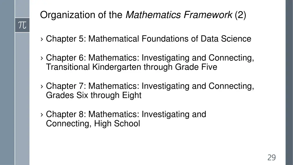 organization of the mathematics framework 2