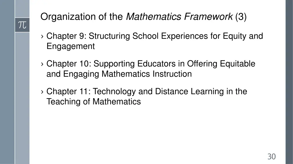 organization of the mathematics framework 3