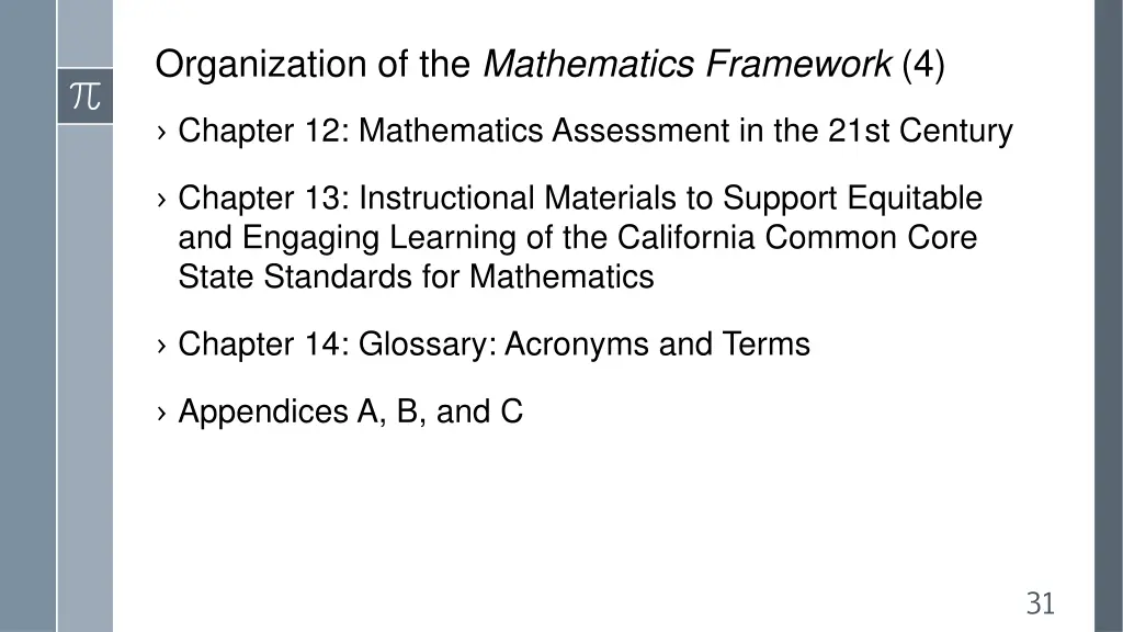 organization of the mathematics framework 4