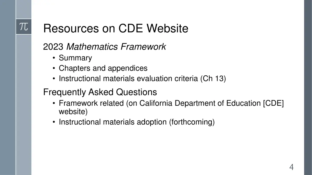 resources on cde website