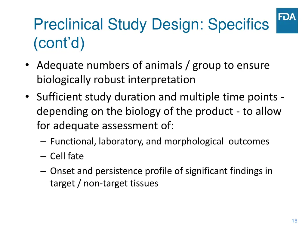 preclinical study design specifics cont d