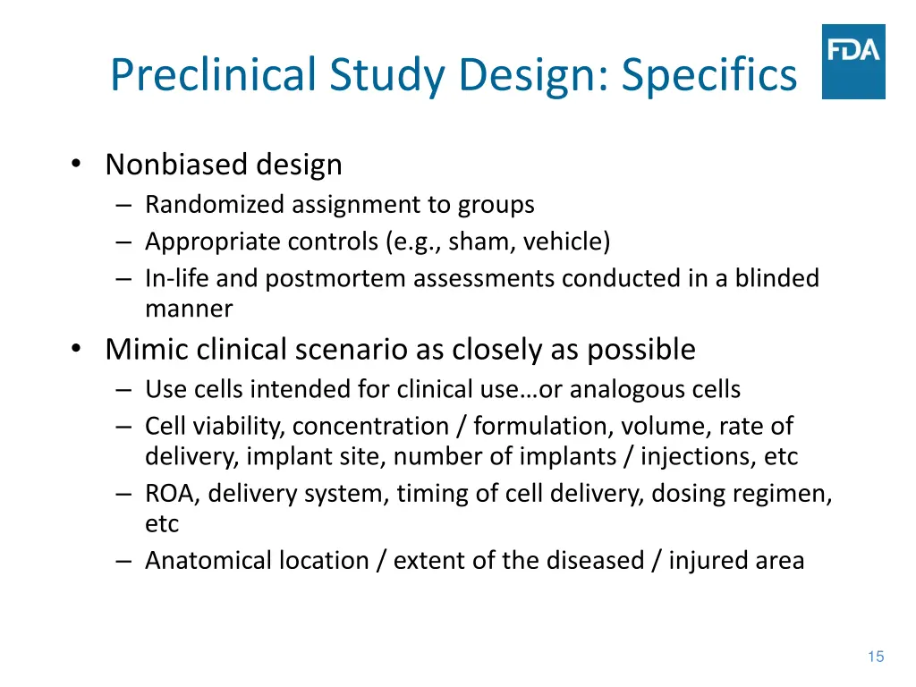 preclinical study design specifics