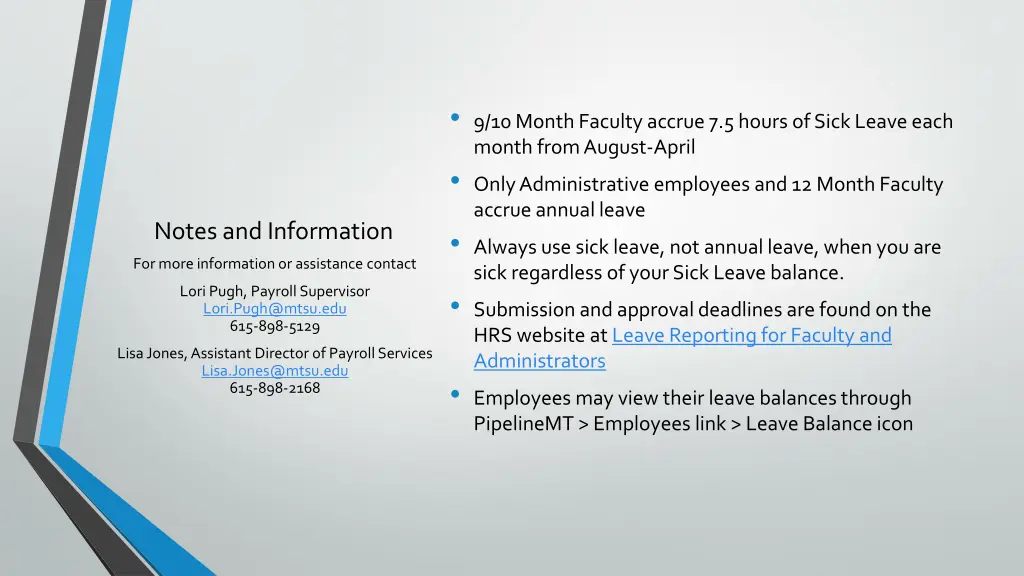 9 10 month faculty accrue 7 5 hours of sick leave