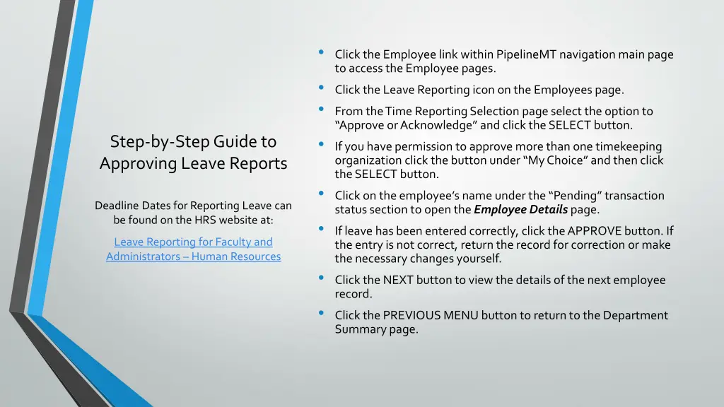 click the employee link within pipelinemt