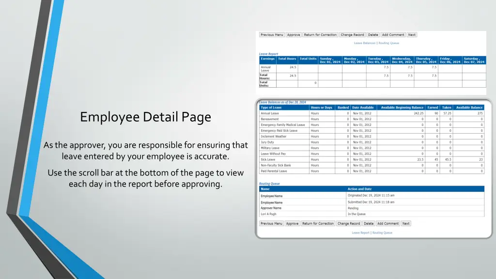 employee detail page