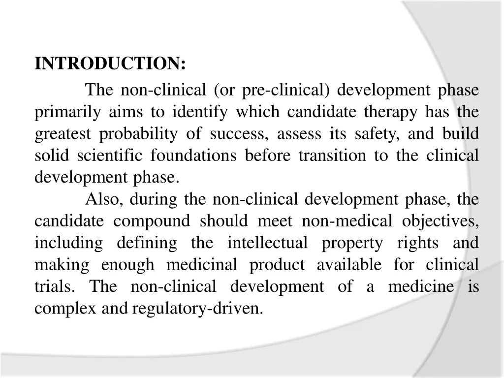 introduction the non clinical or pre clinical