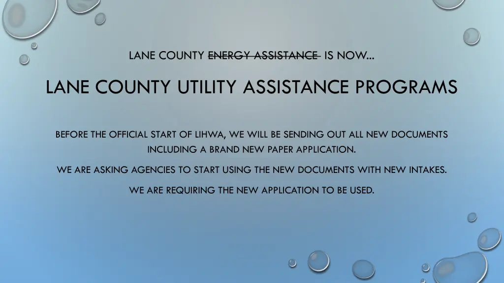 lane county energy assistance is now