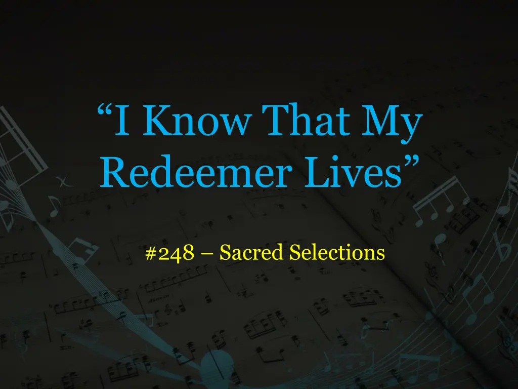 i know that my redeemer lives