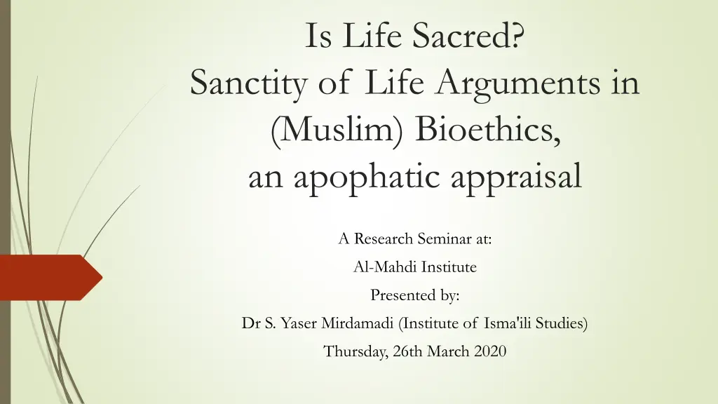 is life sacred sanctity of life arguments