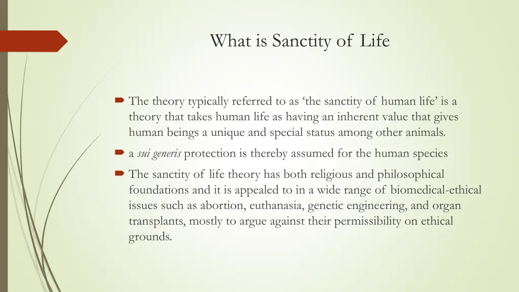what is sanctity of life