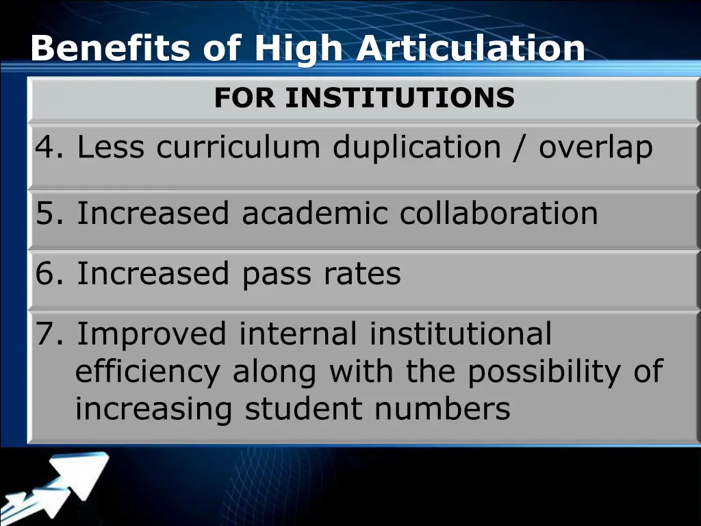 benefits of high articulation for institutions 1