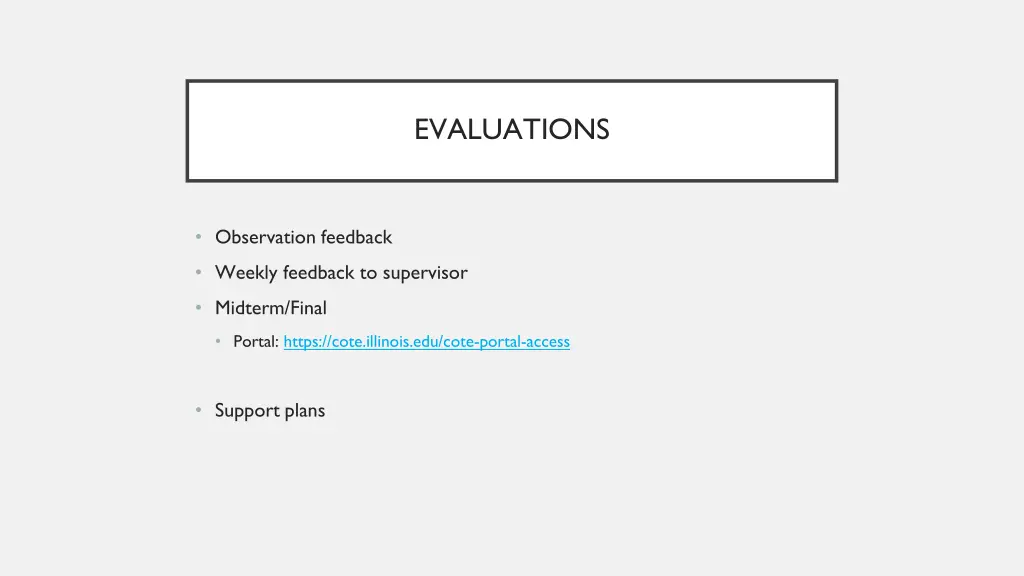 evaluations