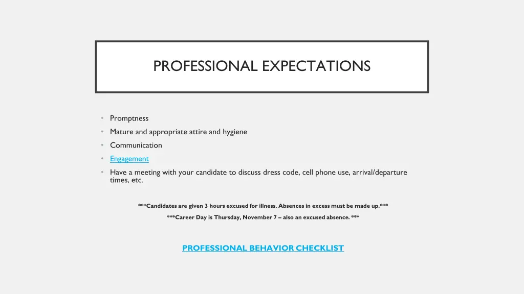 professional expectations
