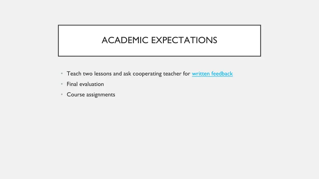 academic expectations