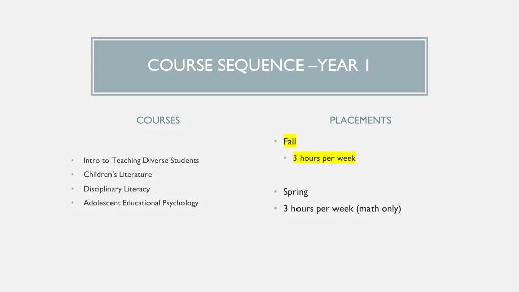 course sequence year 1