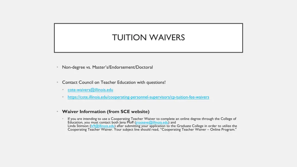 tuition waivers