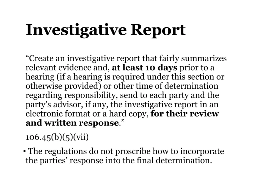 investigative report