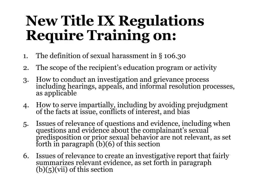 new title ix regulations require training on