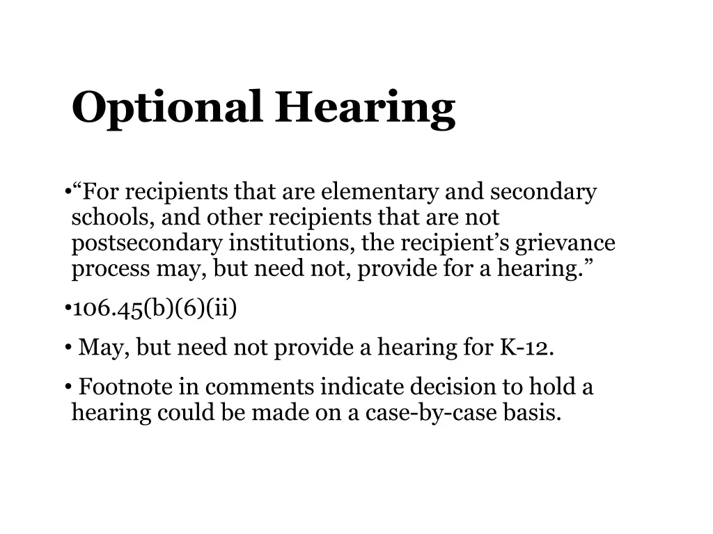optional hearing