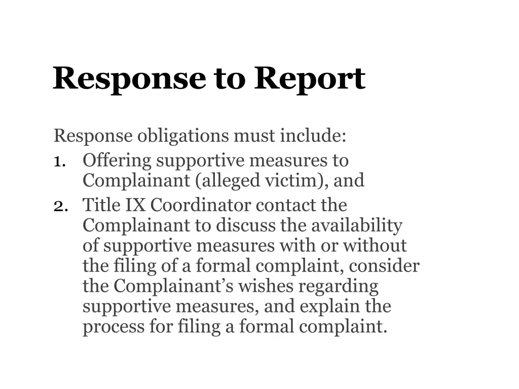 response to report