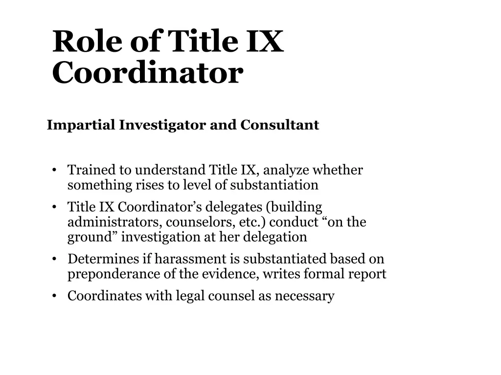 role of title ix coordinator