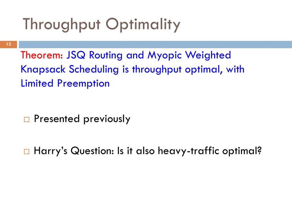 throughput optimality