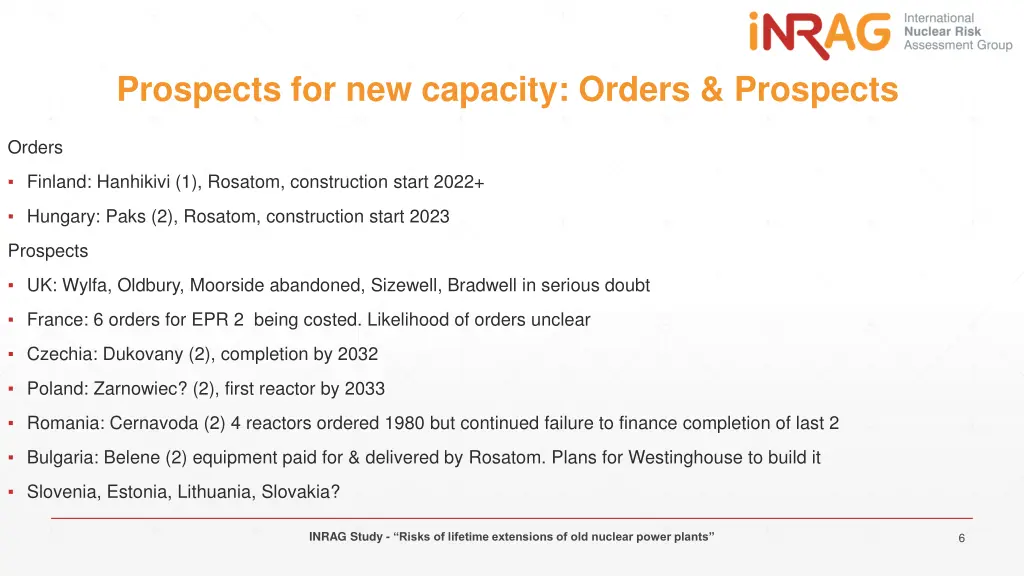 prospects for new capacity orders prospects