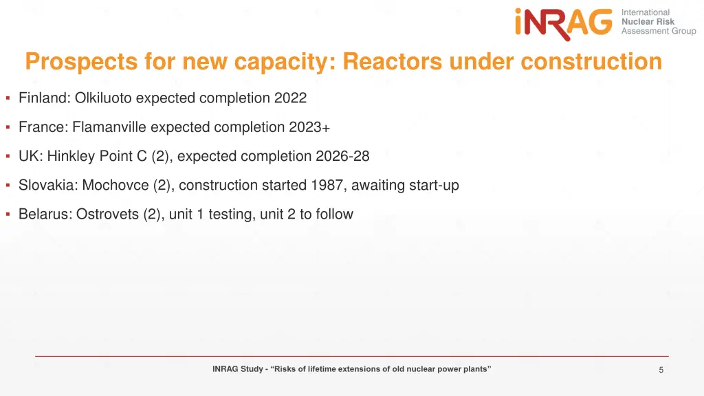 prospects for new capacity reactors under