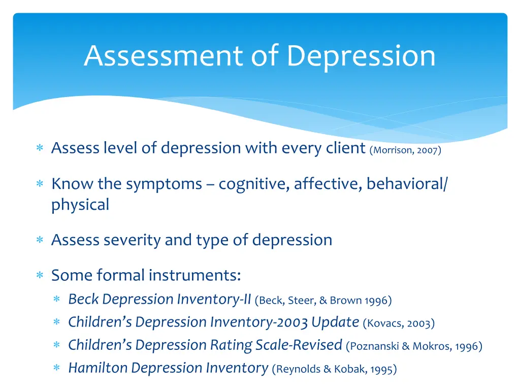 assessment of depression