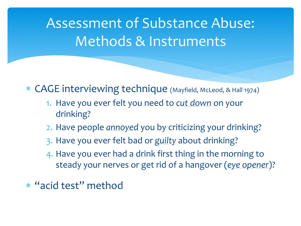 assessment of substance abuse methods instruments 1
