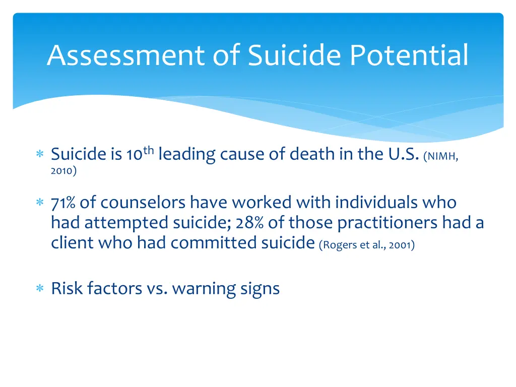 assessment of suicide potential