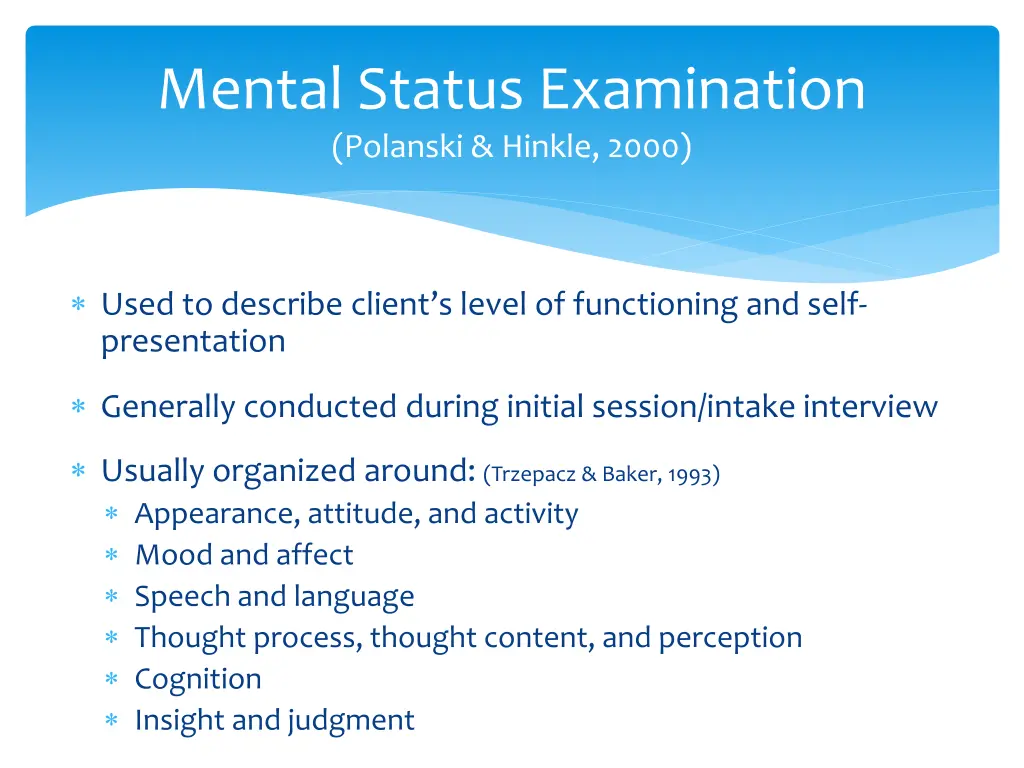 mental status examination polanski hinkle 2000