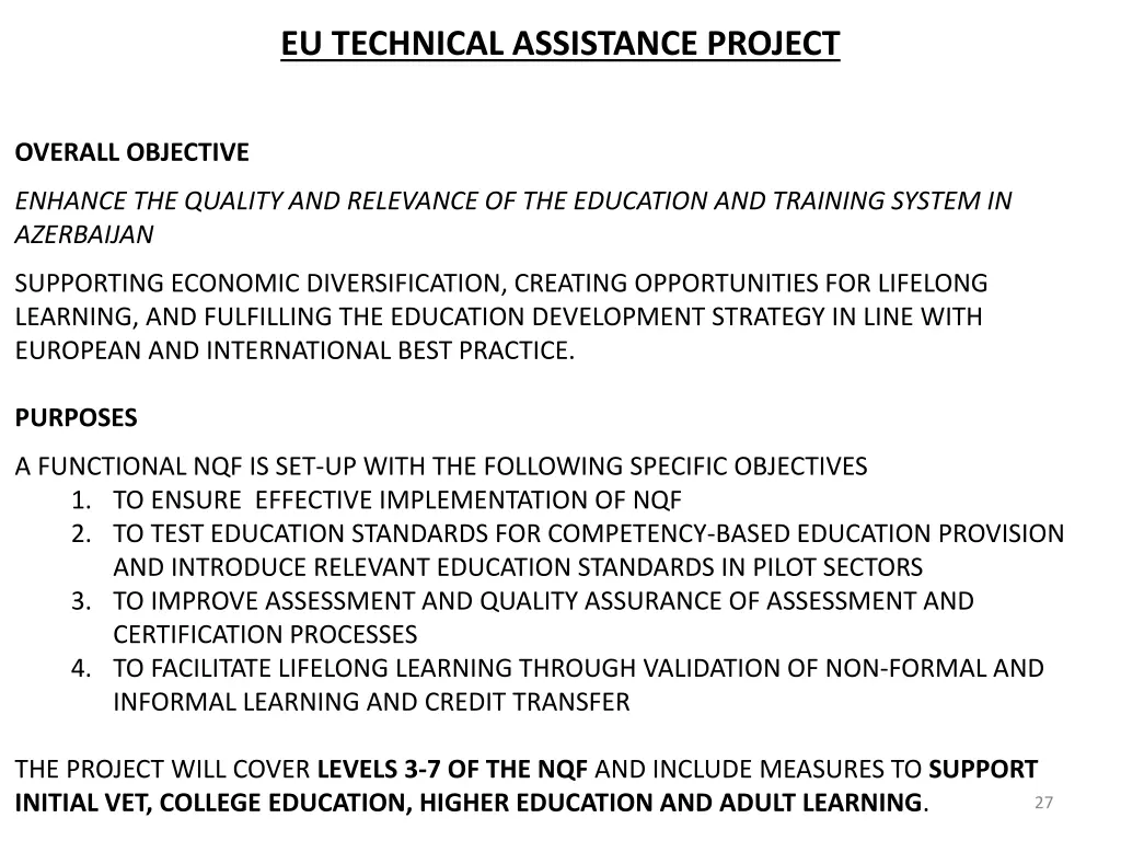 eu technical assistance project