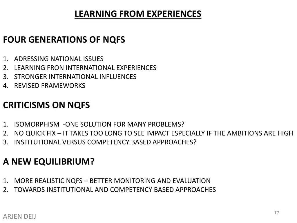 learning from experiences