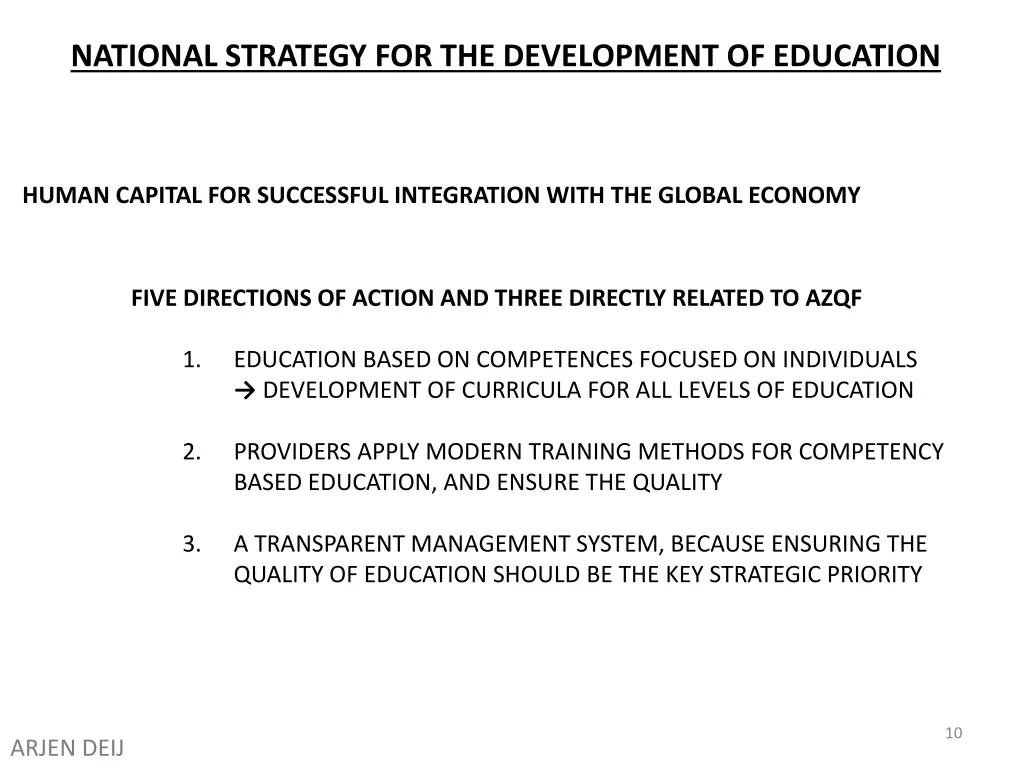 national strategy for the development of education