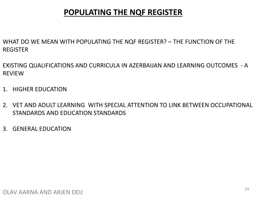 populating the nqf register